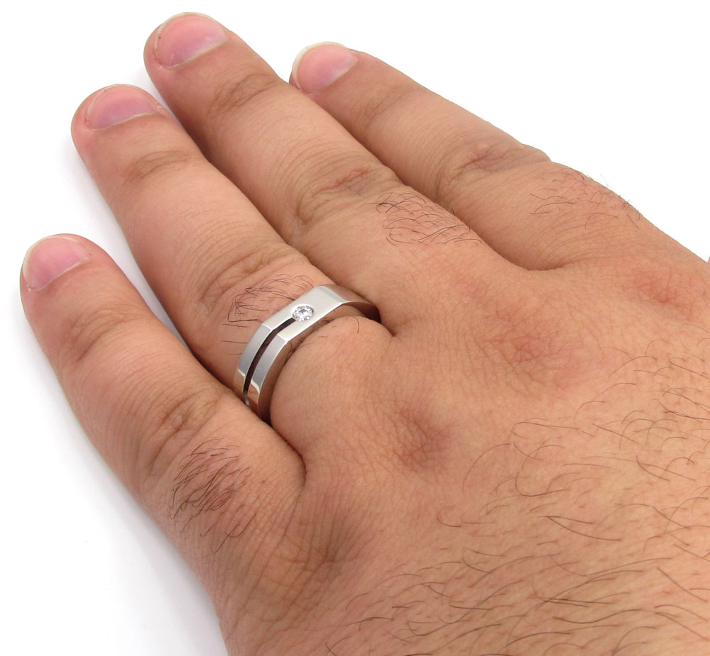 Mens baraka 18k white gold diamond hexagon ring 0.07ct - Image 5