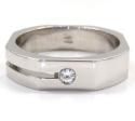 Mens baraka 18k white gold diamond hexagon ring 0.07ct