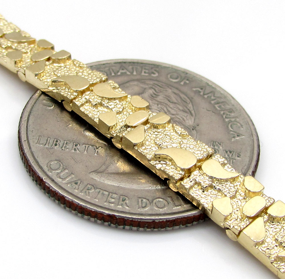 10k yellow gold solid skinny nugget bracelet 8.50 inch - Image 3