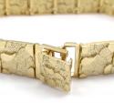 10k yellow gold solid nugget bracelet 8.50 inch 11mm