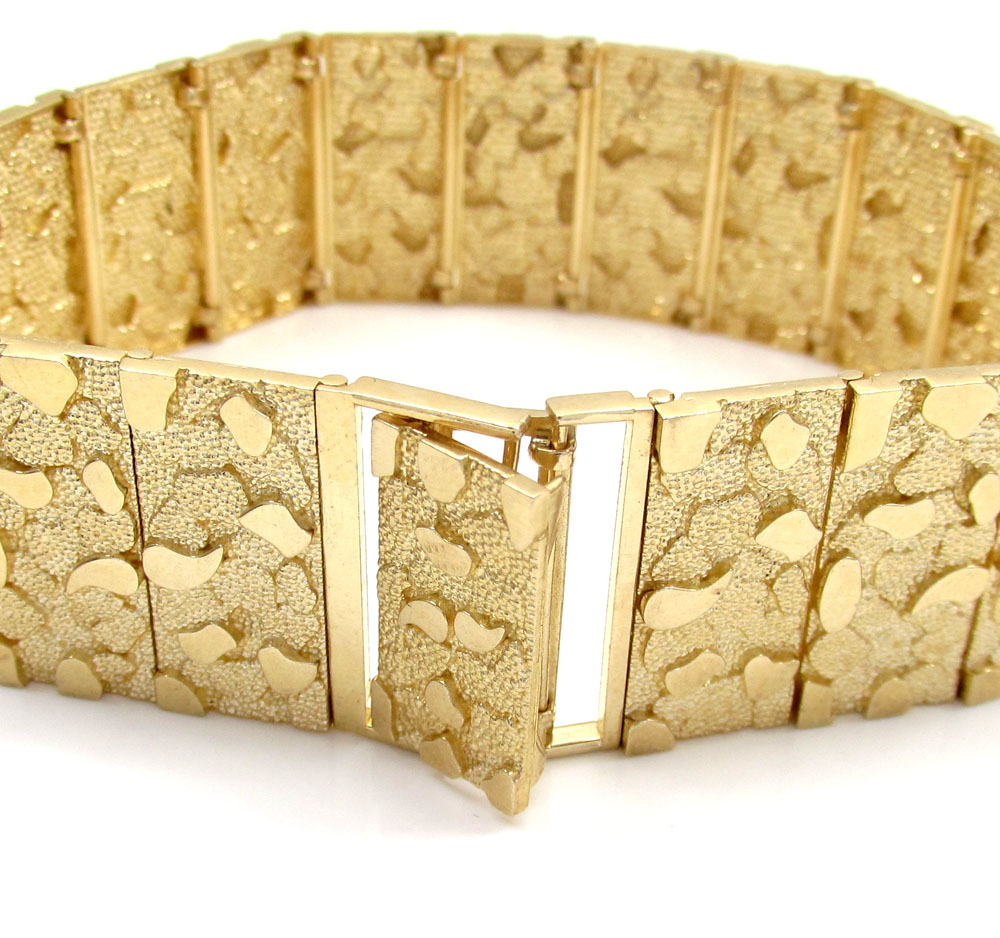 10k yellow gold solid xl nugget bracelet 8.50 inch 