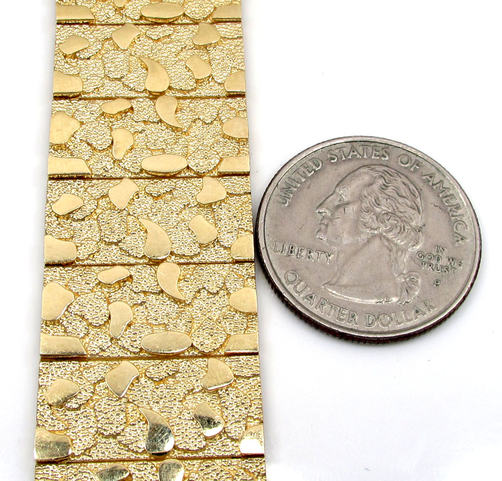 10k yellow gold solid xl nugget bracelet 8.50 inch - Image 3
