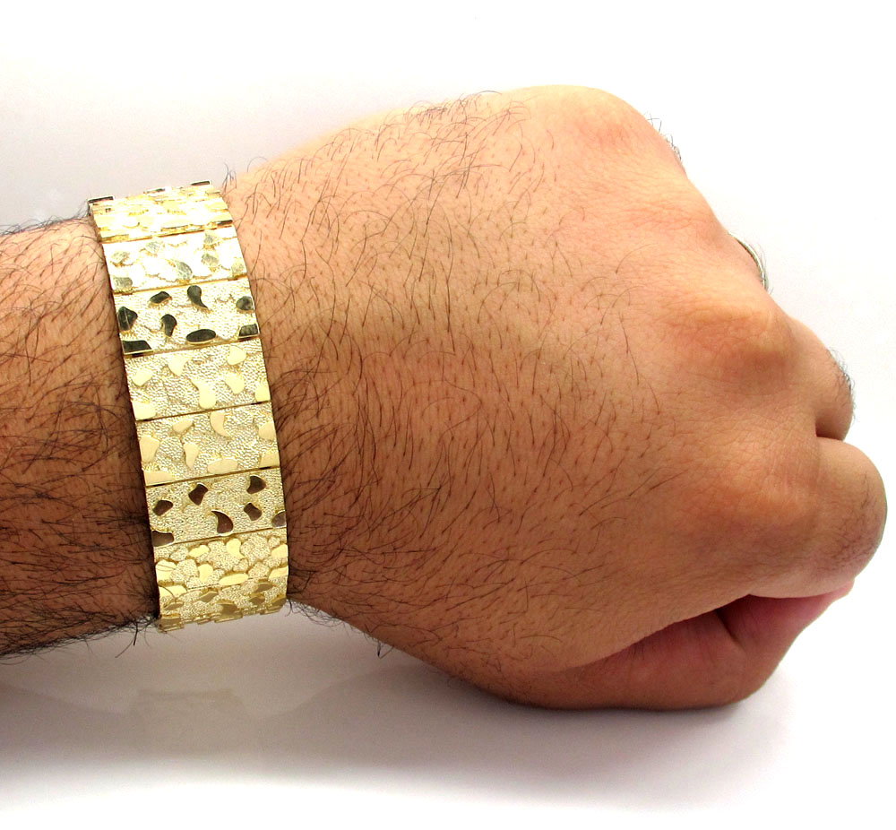 10k yellow gold solid xl nugget bracelet 8.50 inch - Image 4
