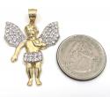 10k yellow gold medium cz baby cherub angel pendant 1.75ct