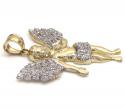 10k yellow gold medium cz baby cherub angel pendant 1.75ct