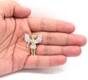 10k yellow gold medium cz baby cherub angel pendant 1.75ct