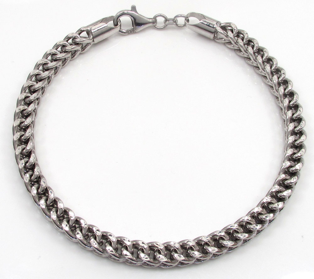 10k white gold diamond cut franco bracelet 8.50