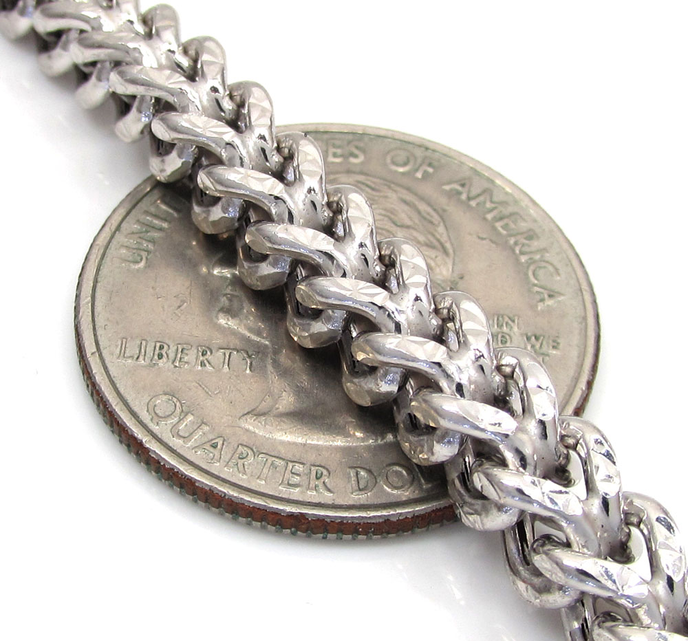 10k white gold diamond cut franco bracelet 8.50