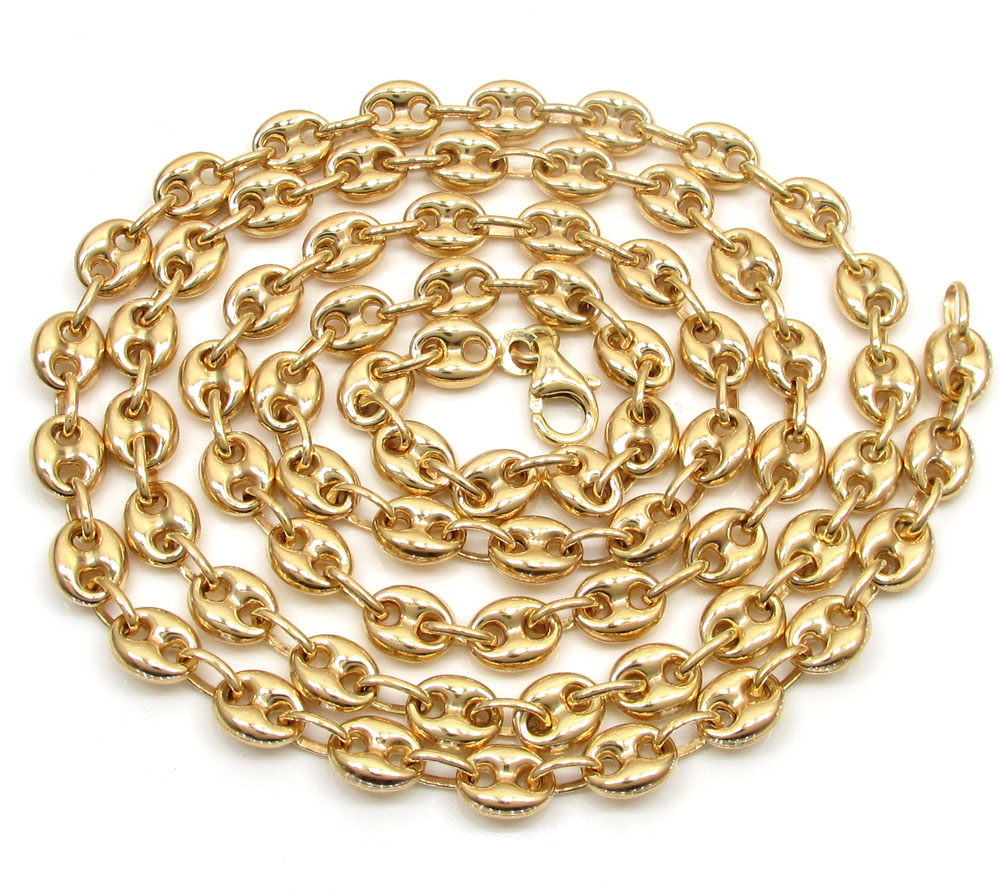 10k yellow gold puffed mini gucci hollow chain 16-30 inch 6.50mm