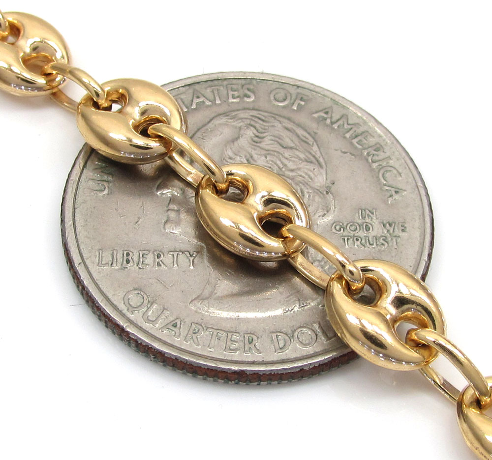 10k yellow gold puffed mini gucci hollow chain 16-30 inch 6.50mm