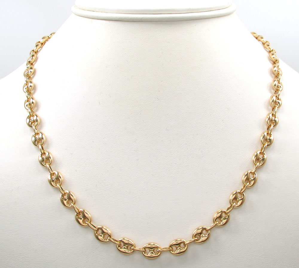 10k yellow gold puffed mini gucci hollow chain 16-30 inch 6.50mm - Image 6