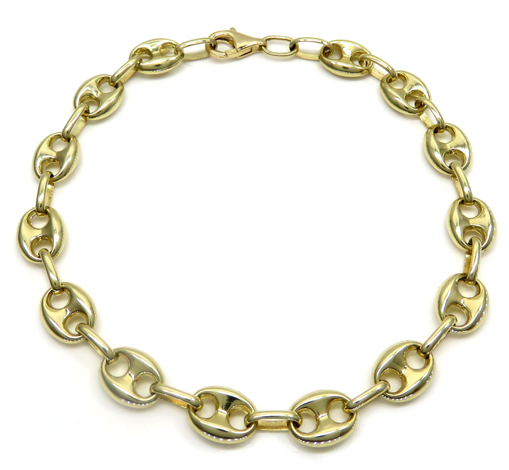 10k yellow gold puffed mini gucci hollow bracelet 8.75 inch 7.80mm
