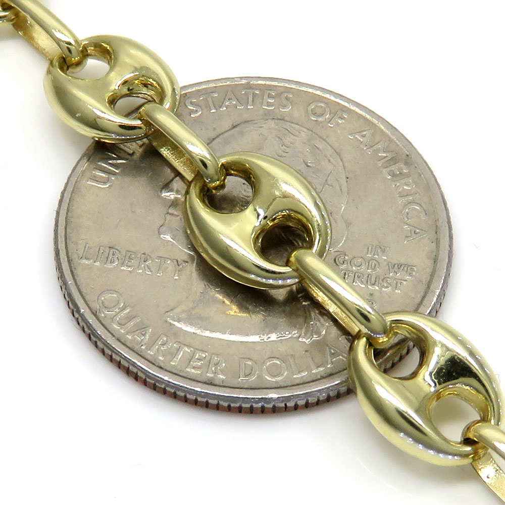 10k yellow gold puffed mini gucci hollow bracelet 8.75 inch 7.80mm - Image 3