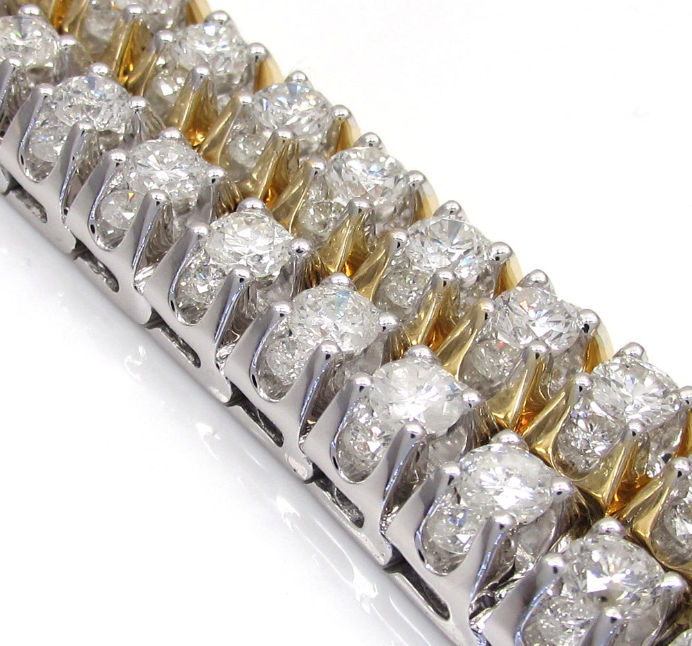 14k gold triple set diamond tennis bracelet 8 inch 11.97ct