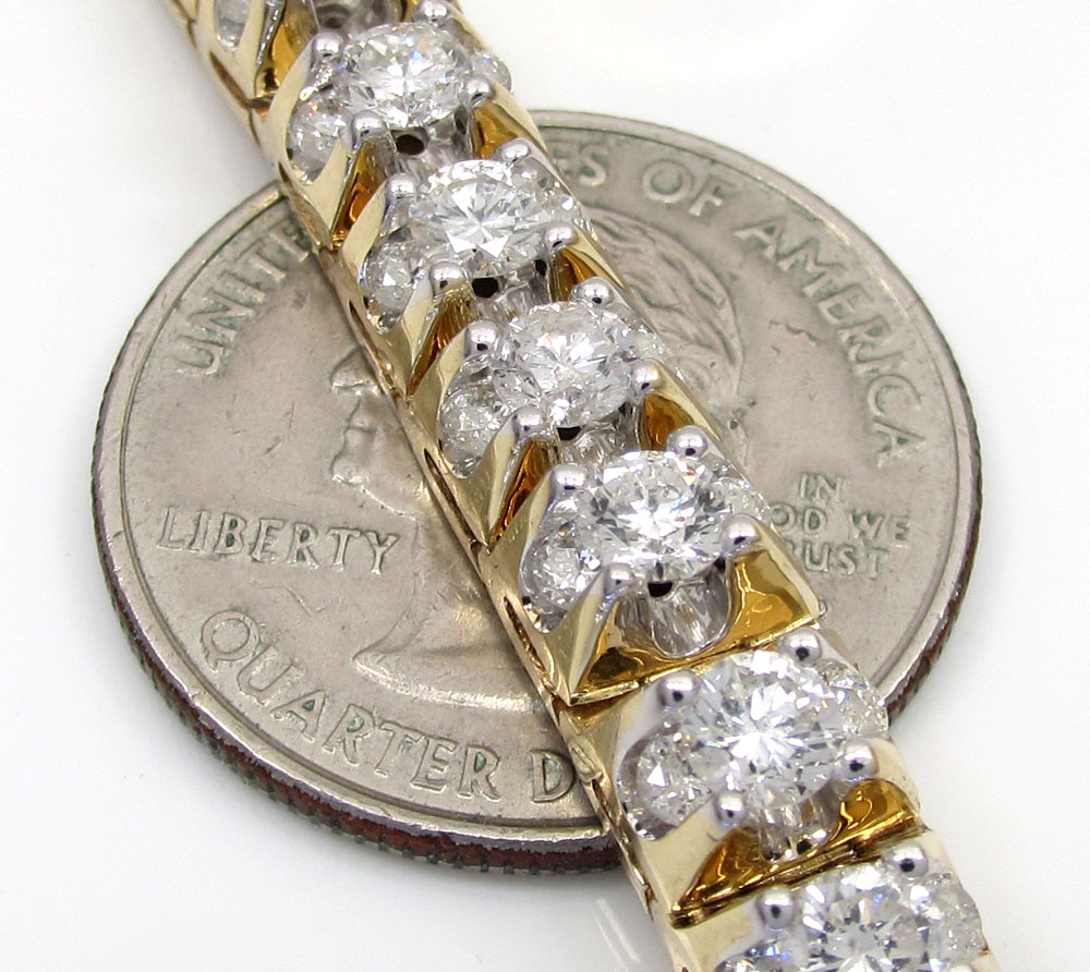 14k gold triple set diamond tennis bracelet 8 inch 11.97ct