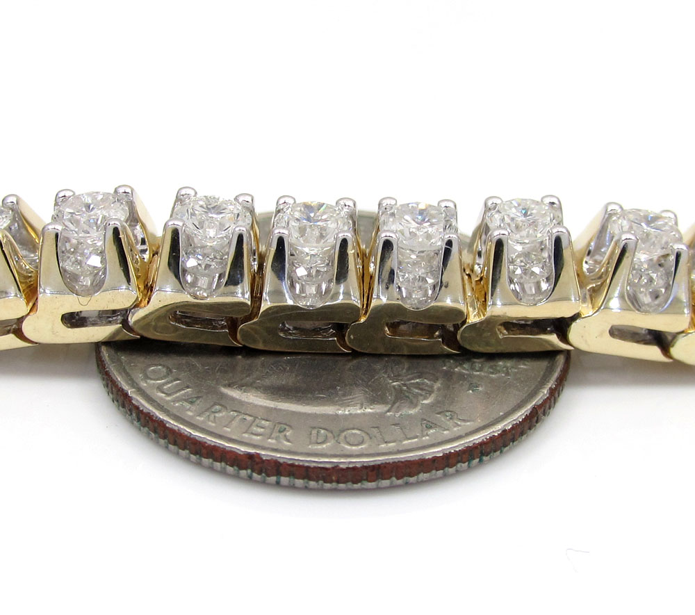 14k gold triple set diamond tennis bracelet 8 inch 11.97ct - Image 5