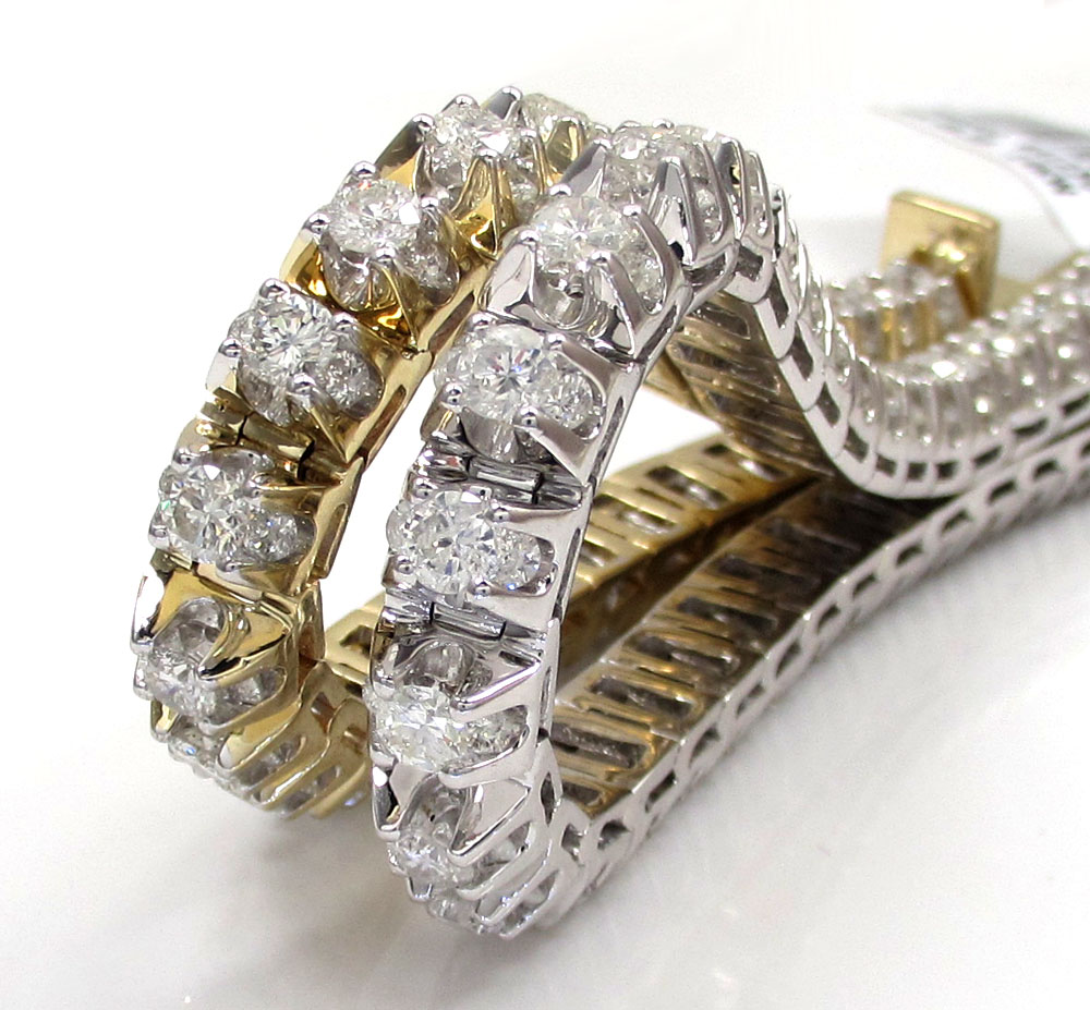 14k gold triple set diamond tennis bracelet 8 inch 11.97ct - Image 6