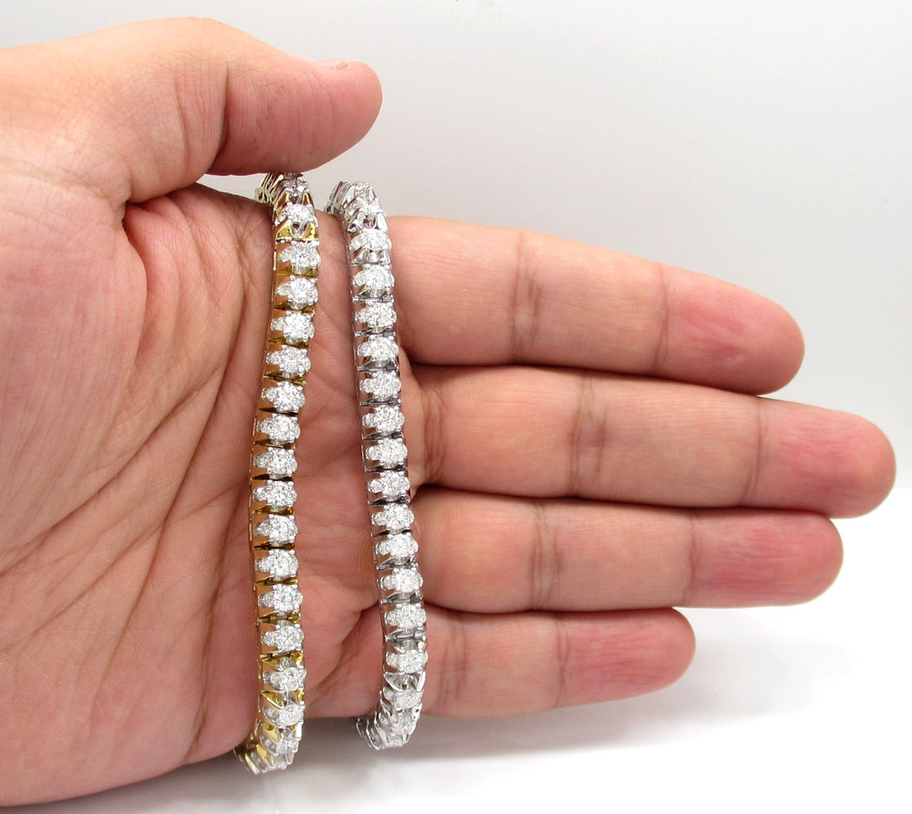 14k gold triple set diamond tennis bracelet 8 inch 11.97ct - Image 8