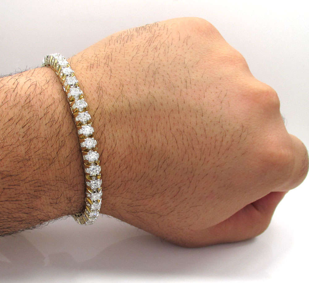 14k gold triple set diamond tennis bracelet 8 inch 11.97ct