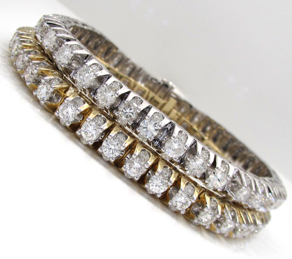 14k gold triple set diamond tennis bracelet 8 inch 11.97ct