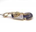 14k yellow gold blue enamel king tut pharaoh pendant 0.82ct