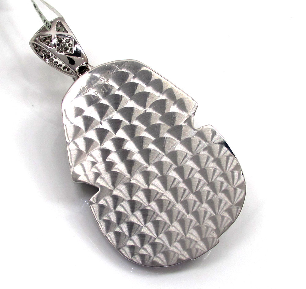 10k white gold black enamel king tut pharaoh pendant 2.54ct