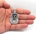 10k white gold black enamel king tut pharaoh pendant 2.54ct