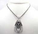 10k white gold black enamel king tut pharaoh pendant 2.54ct