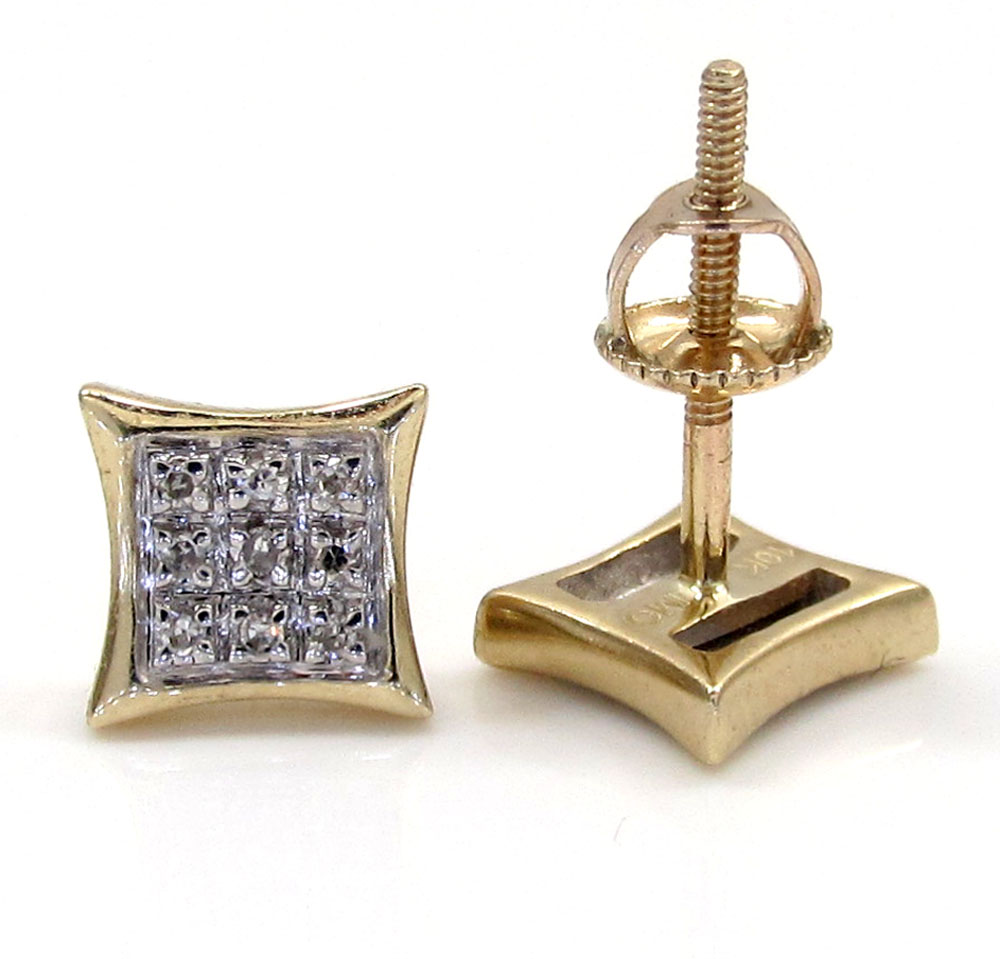 10k gold 3 row diamond kite earrings  0.07ct