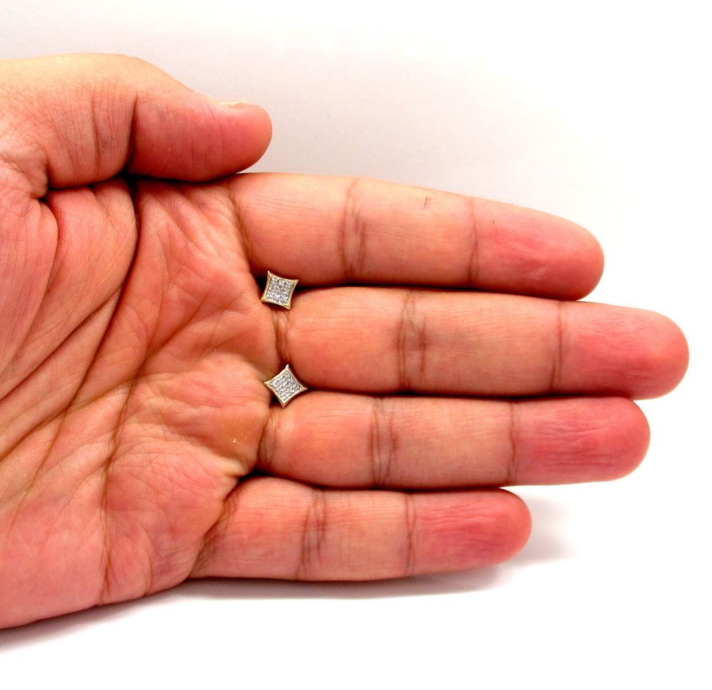 10k gold 3 row diamond kite earrings 0.07ct - Image 4