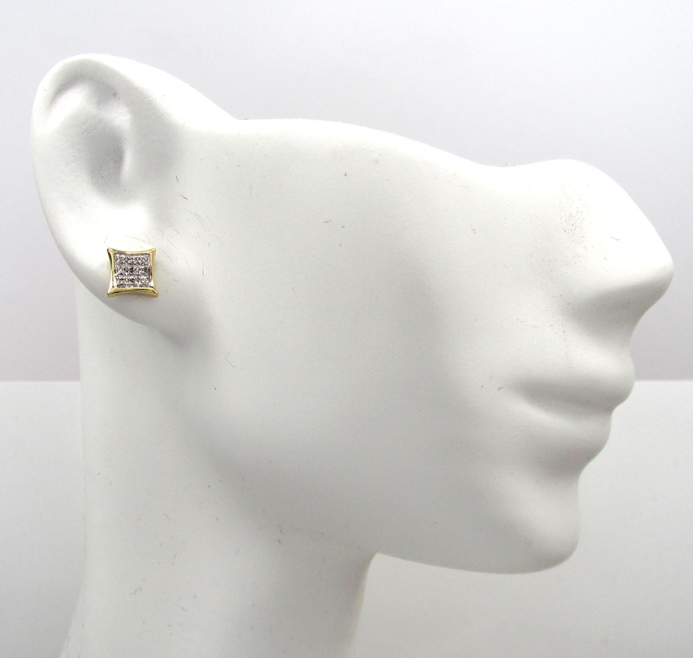 10k gold 3 row diamond kite earrings  0.07ct