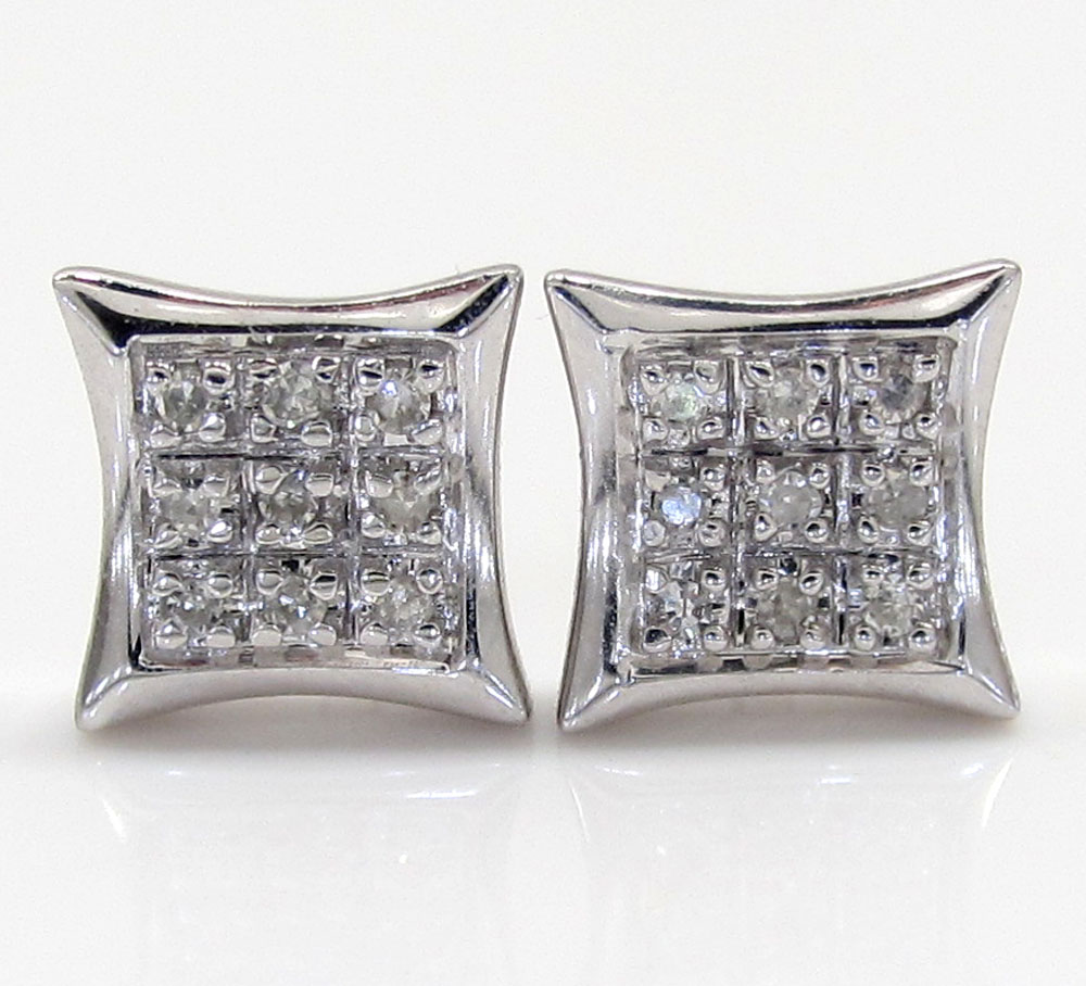 10k gold 3 row diamond kite earrings  0.07ct