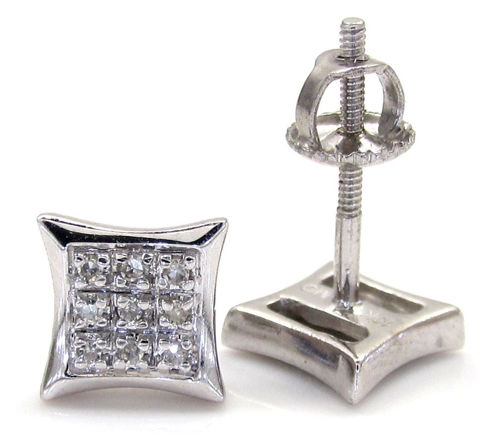 10k gold 3 row diamond kite earrings  0.07ct