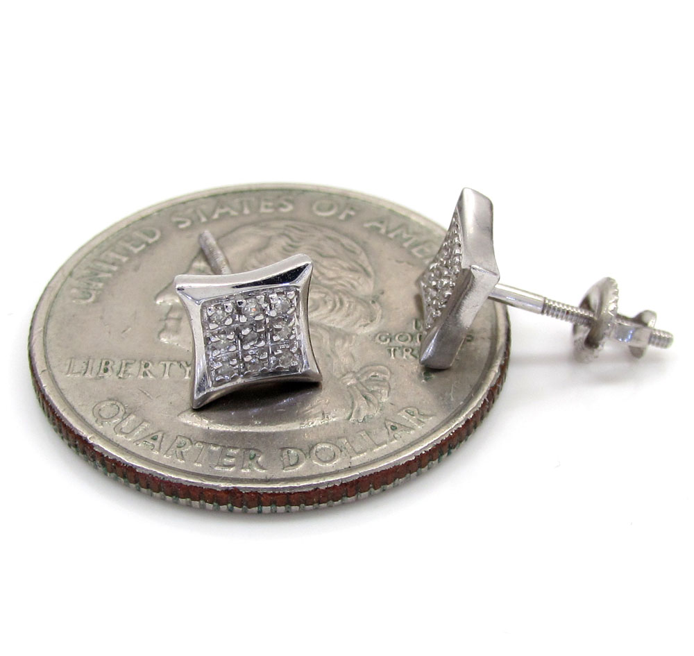 10k gold 3 row diamond kite earrings 0.07ct - Image 8