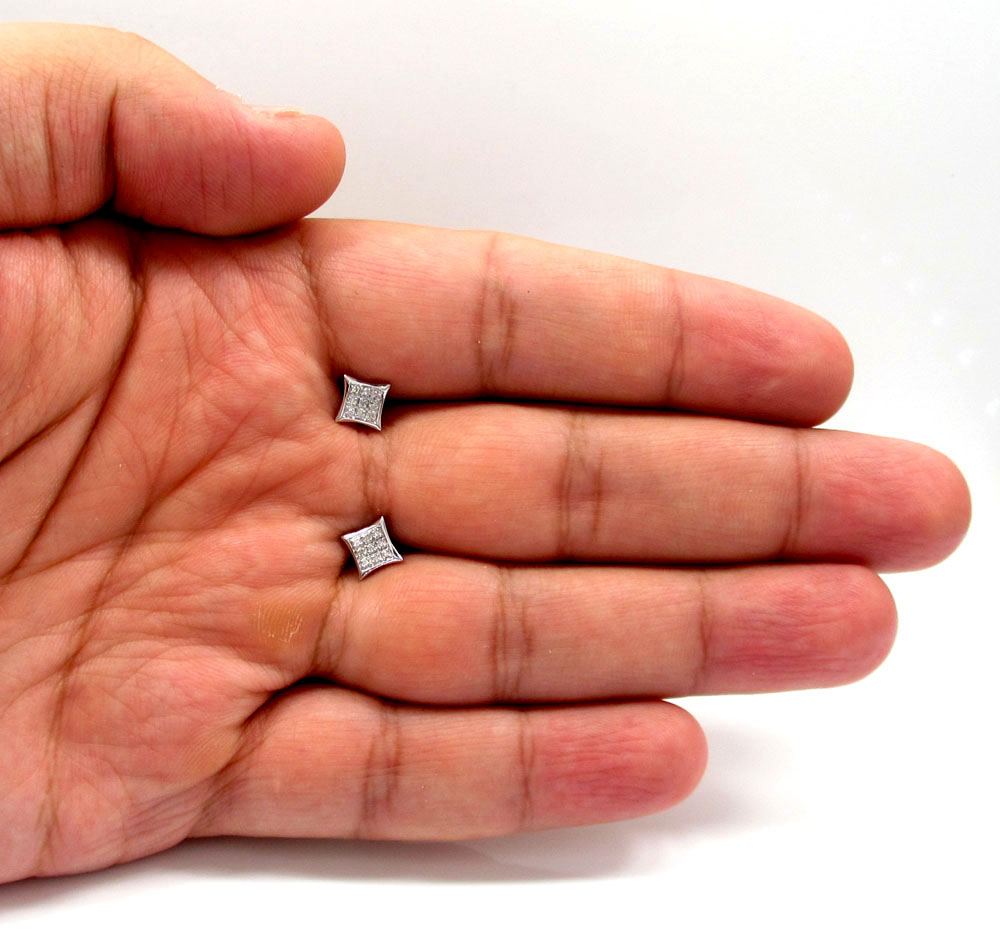 10k gold 3 row diamond kite earrings 0.07ct - Image 9