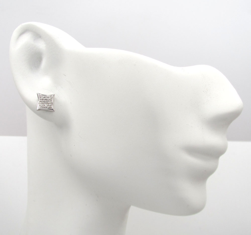 10k gold 3 row diamond kite earrings  0.07ct