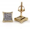 10k gold 3 row diamond kite earrings  0.07ct