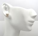 10k gold 3 row diamond kite earrings  0.07ct
