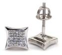 10k gold 3 row diamond kite earrings  0.07ct