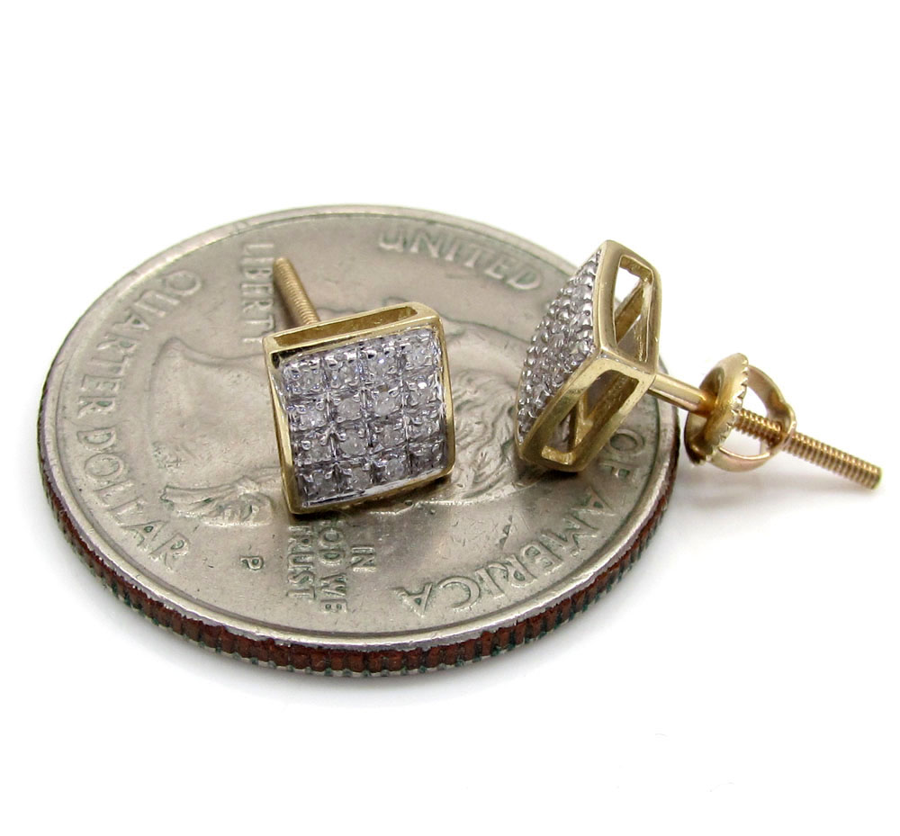 10k gold 4 row diamond earrings 0.15ct 