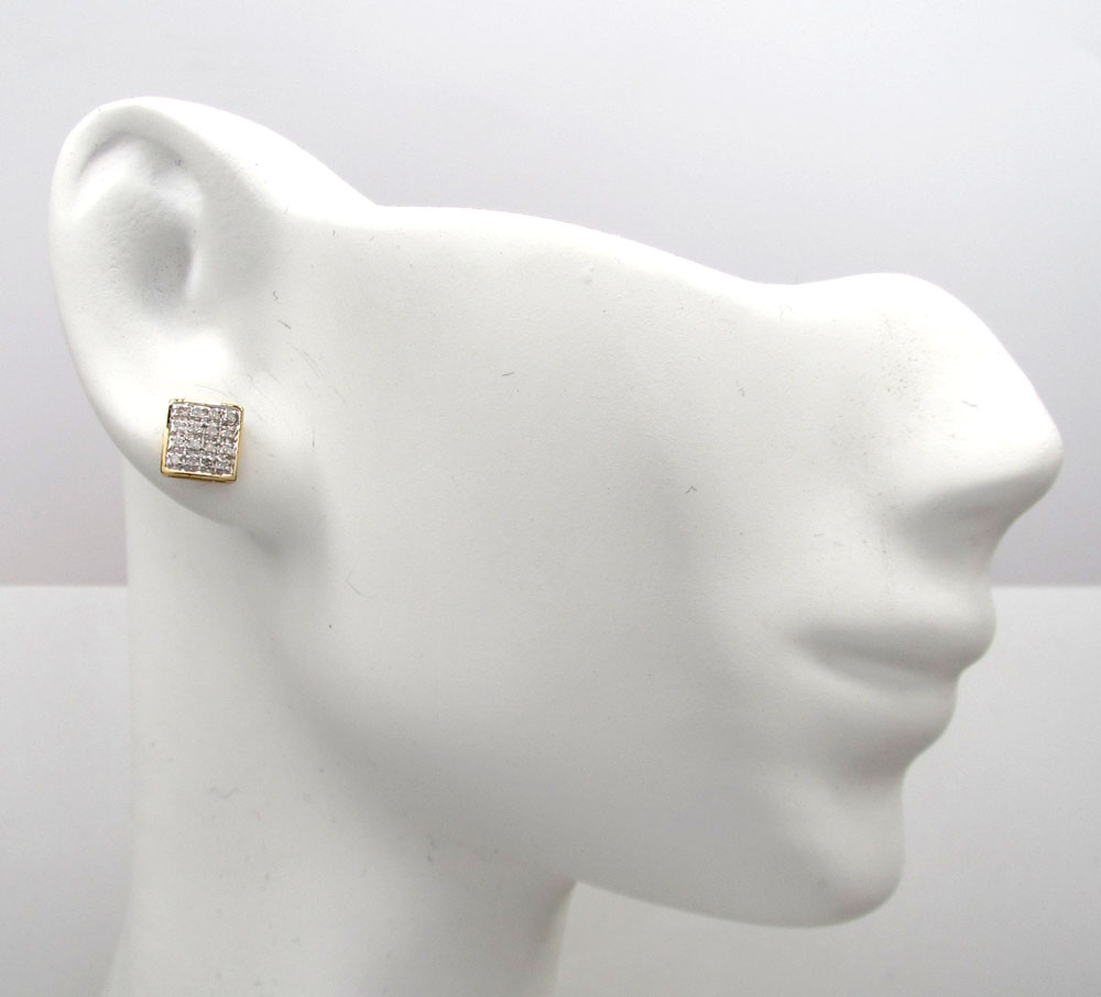 10k gold 4 row diamond earrings 0.12ct 