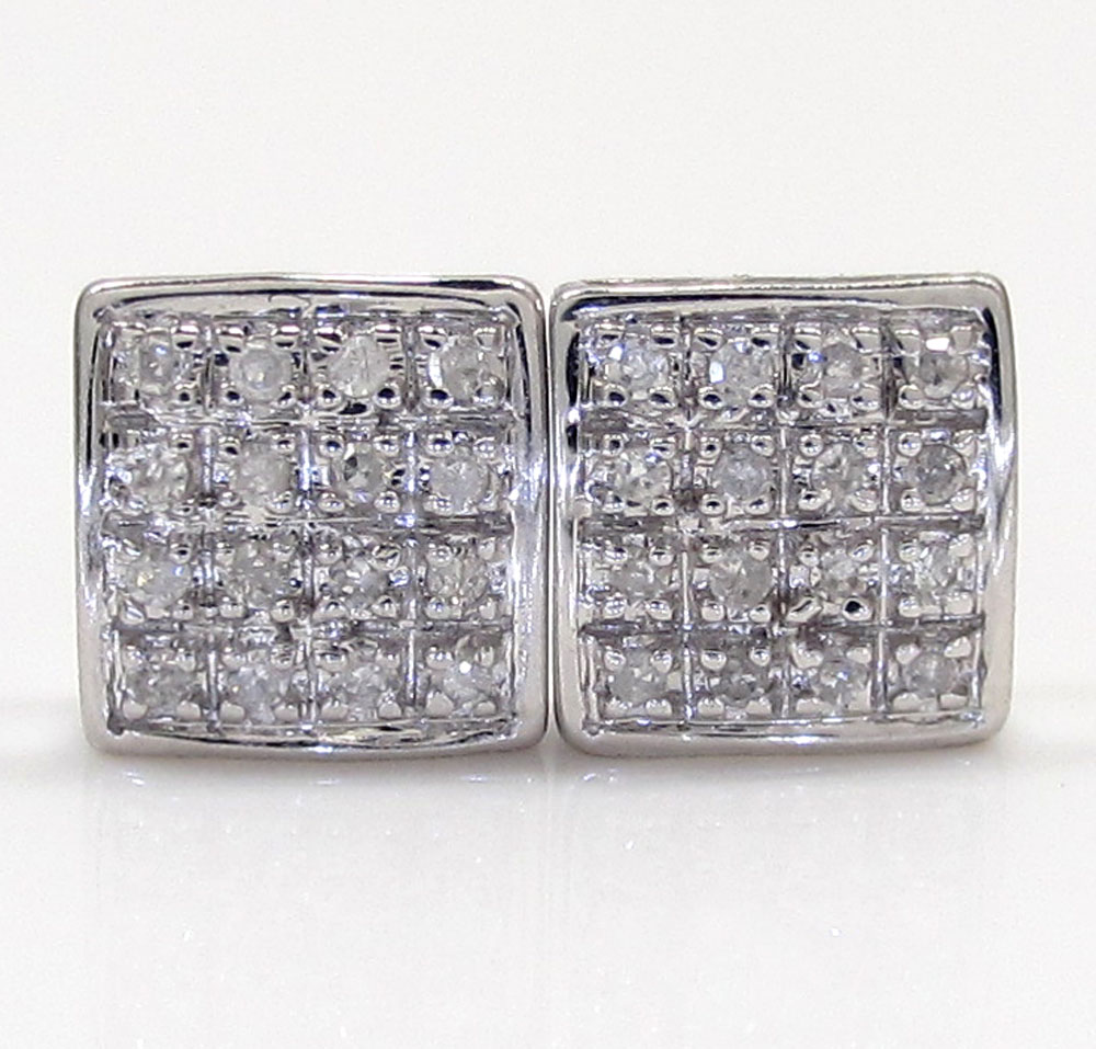 10k gold 4 row diamond earrings 0.15ct 
