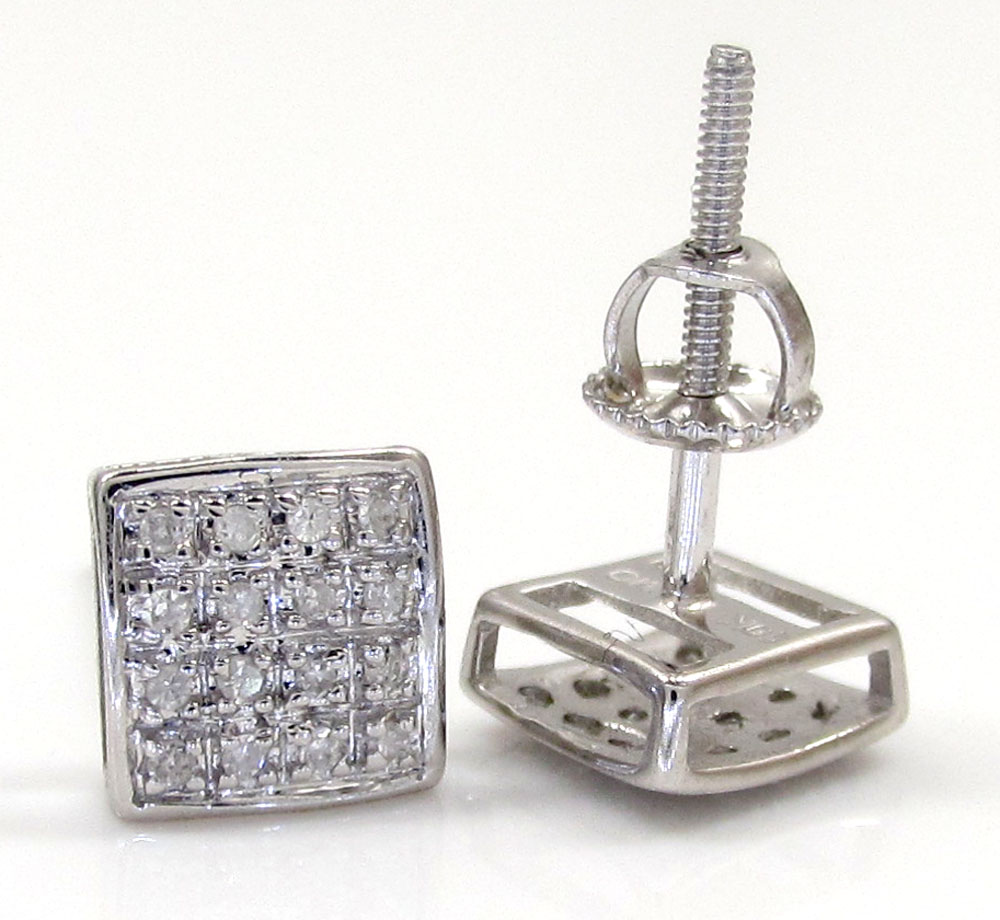 10k gold 4 row diamond earrings 0.15ct 