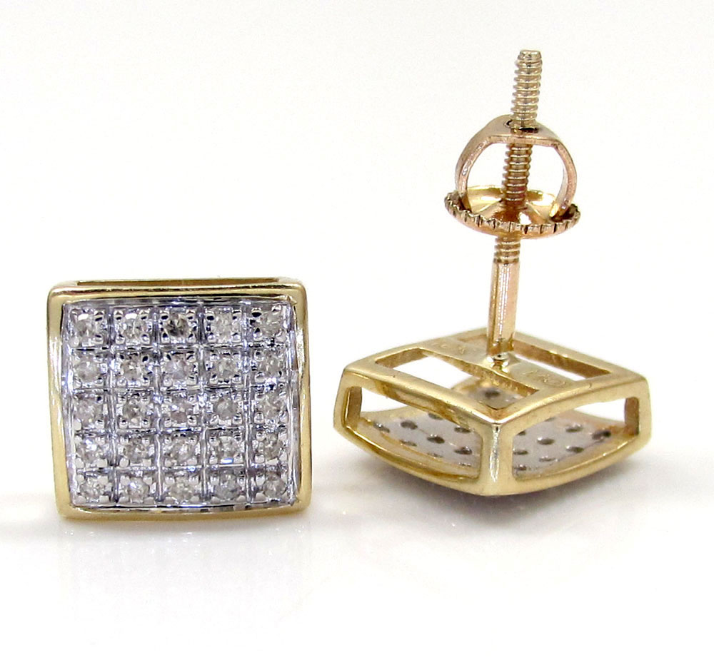 10k gold 5 row diamond earrings 0.16ct 
