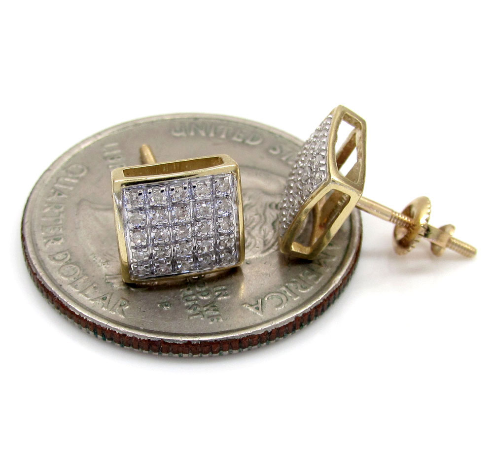 10k gold 5 row diamond earrings 0.16ct 