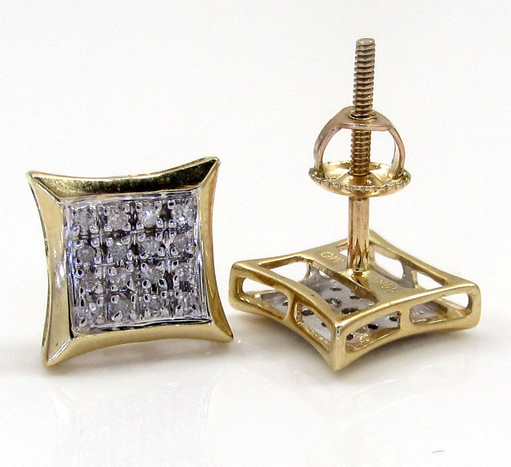 10k gold 4 row diamond kite earrings 0.12ct