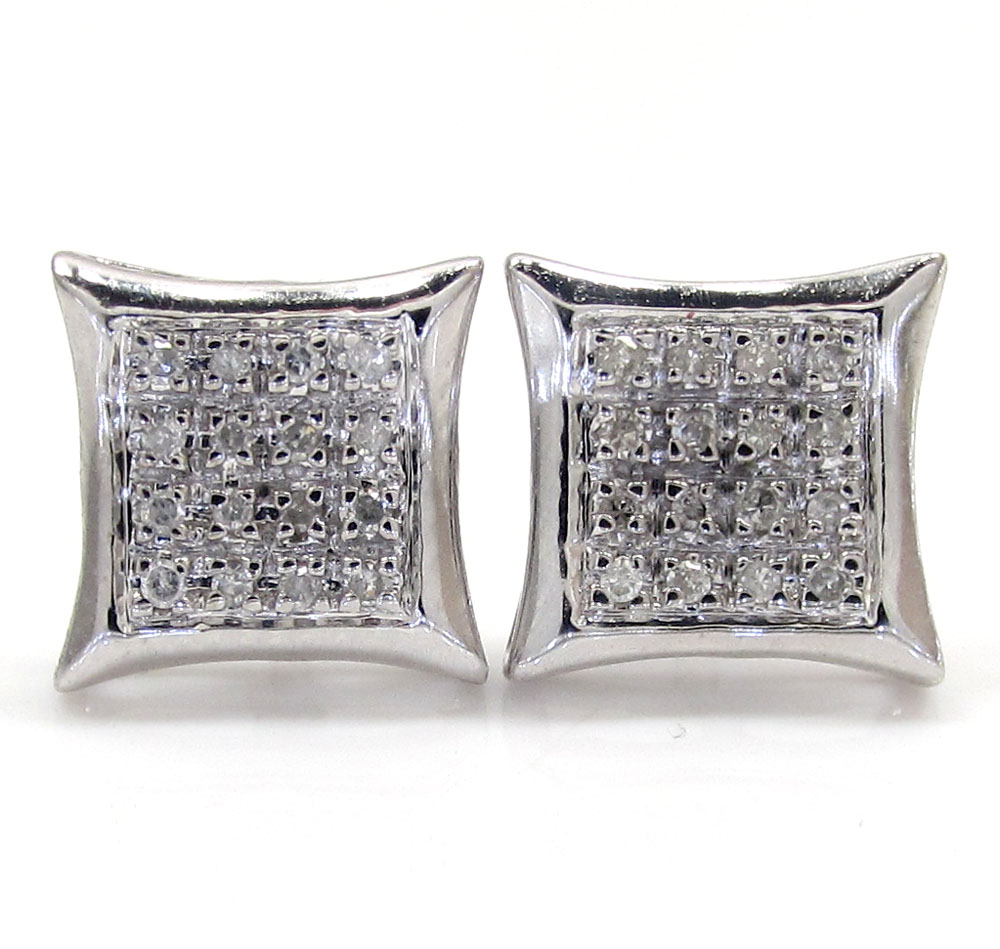 10k gold 4 row diamond kite earrings 0.12ct