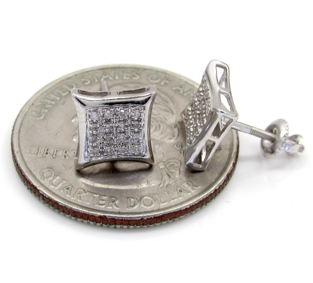 10k gold 4 row diamond kite earrings 0.12ct - Image 8