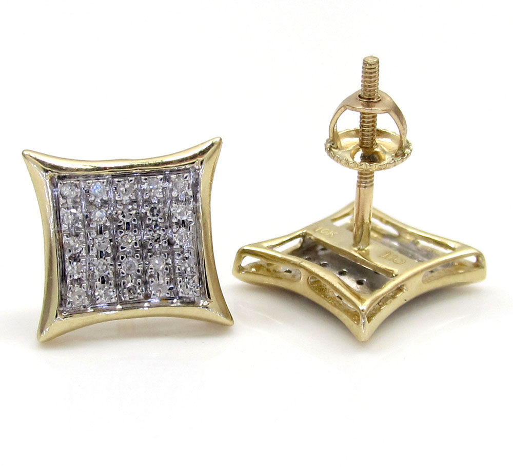 10k gold 5 row diamond kite earrings 0.18ct - Image 2