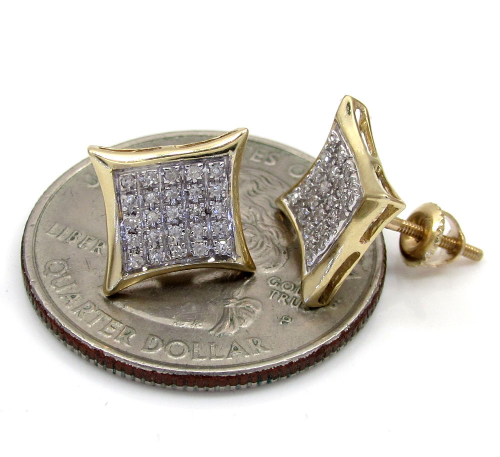 10k gold 5 row diamond kite earrings 0.18ct